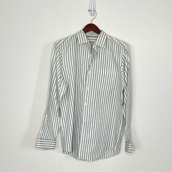 Banana Republic Other - Banana Republic classic Fit Men’s Long Sleeve Dress Shirt Green Stripe Size M